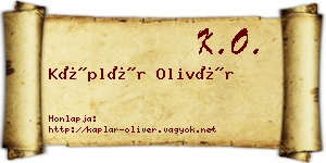 Káplár Olivér névjegykártya