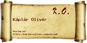 Káplár Olivér névjegykártya